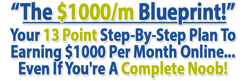 “The $1000/m Blueprint!” Your 13 Point Step-By-Step Plan To Earning $1000 Per Month Online... Even If You're A Complete Noob!